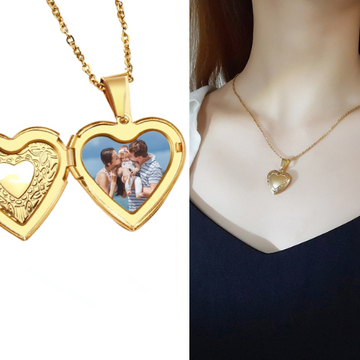 Colar com Pingente Coração com Foto Personalizada - Amor Eterno