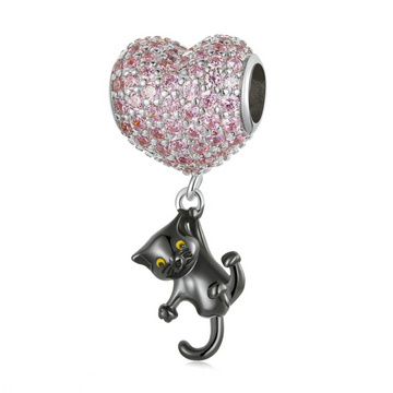 Berloque Gatinho Pendurado - Prata 925