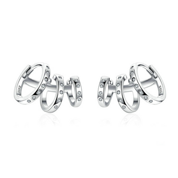 Brinco Triplo Argolinhas com Zircônia - Prata 925