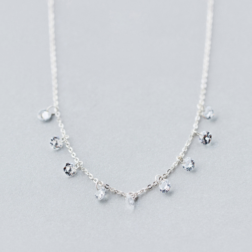 Colar com Cristais de Zircônia Prata 925