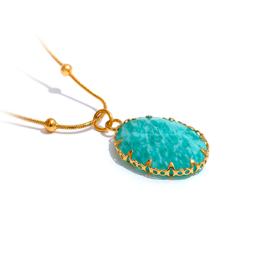 Colar com Pingente Pedra Natural Amazonite Azul