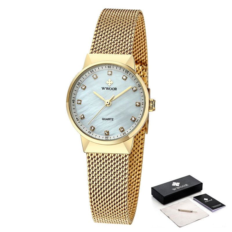 Relógio Feminino Unique Banhado a Ouro 18k
