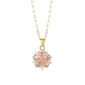 Colar Flor Turquesa Rose Banhado a Ouro 18k