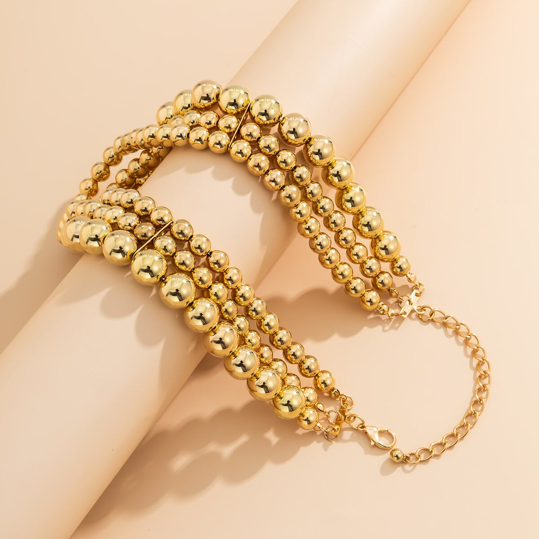 Colar Triplo de Bolas Banhado a Ouro 18k