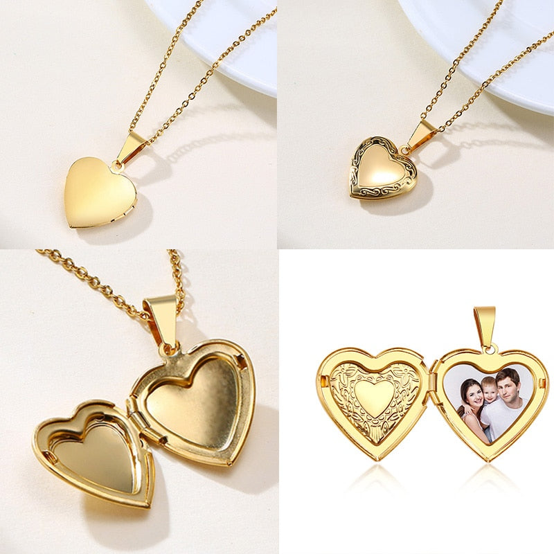 Colar com Pingente Coração com Foto Personalizada - Amor Eterno