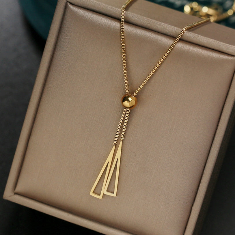 Colar Gravata Banhado a Ouro 18K
