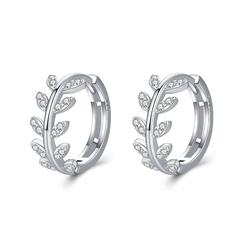 Argola Folhas com Zircônia