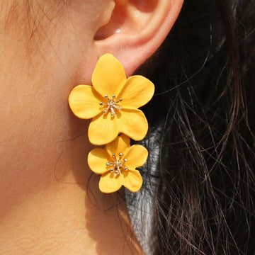Brinco Orquídeas Banhado a Ouro 18k
