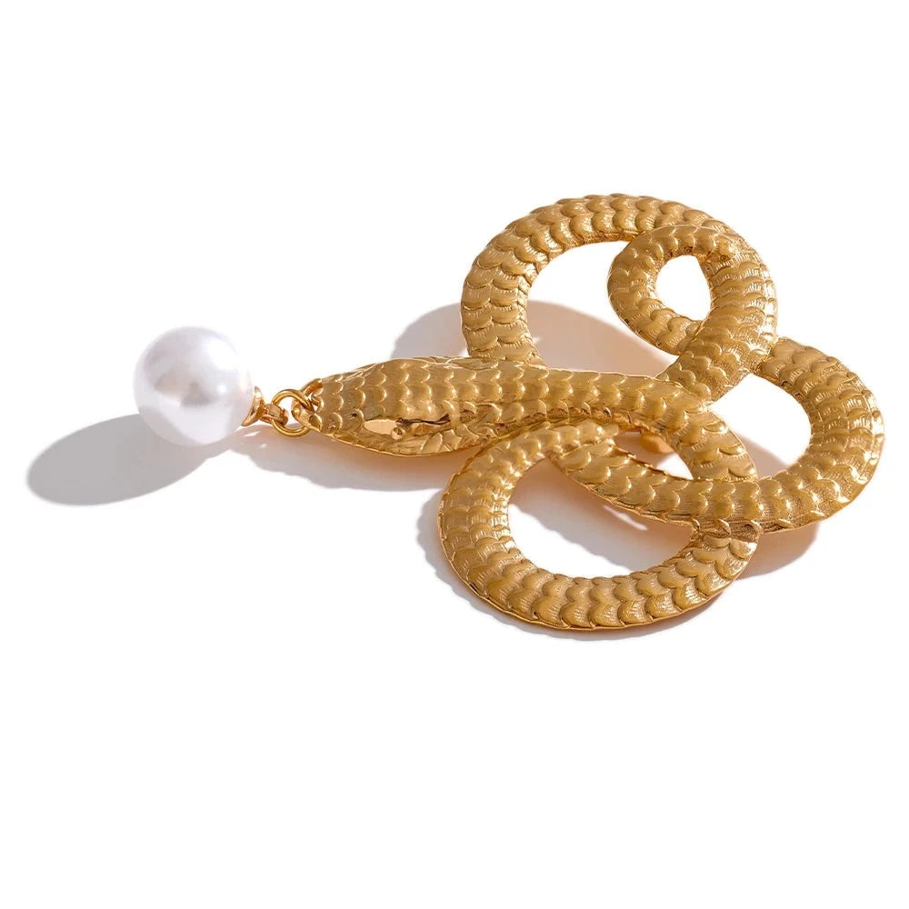 Broches aço inoxidável 316l Detalhes em Cobra Gota Pérola