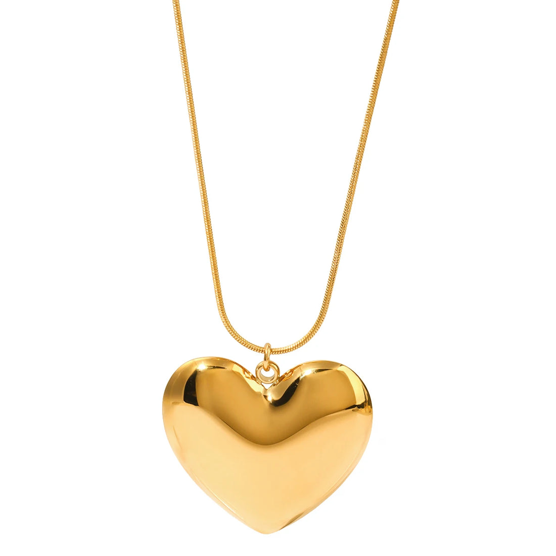 Colar Aço Inoxidável Detalhes em Pingente de Coração Dourado