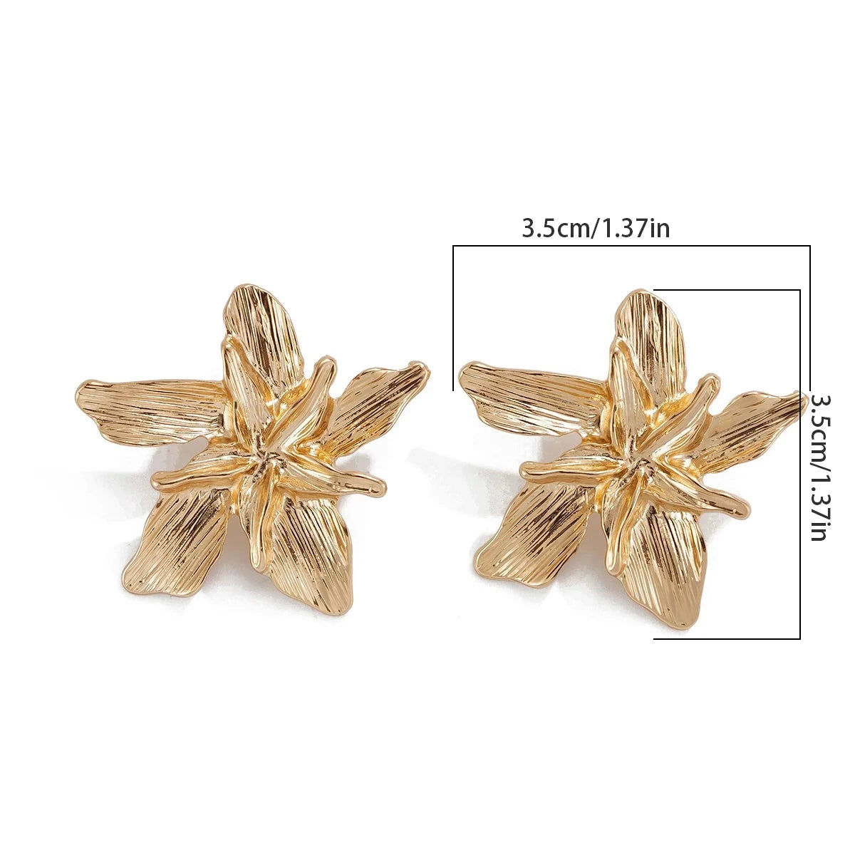 Brinco de Ouro y2k com Detalhes Pétala de Flor