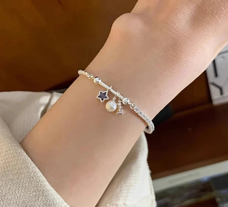 Pulseria Zircônia cúbica Detalhada em Estrela roxa