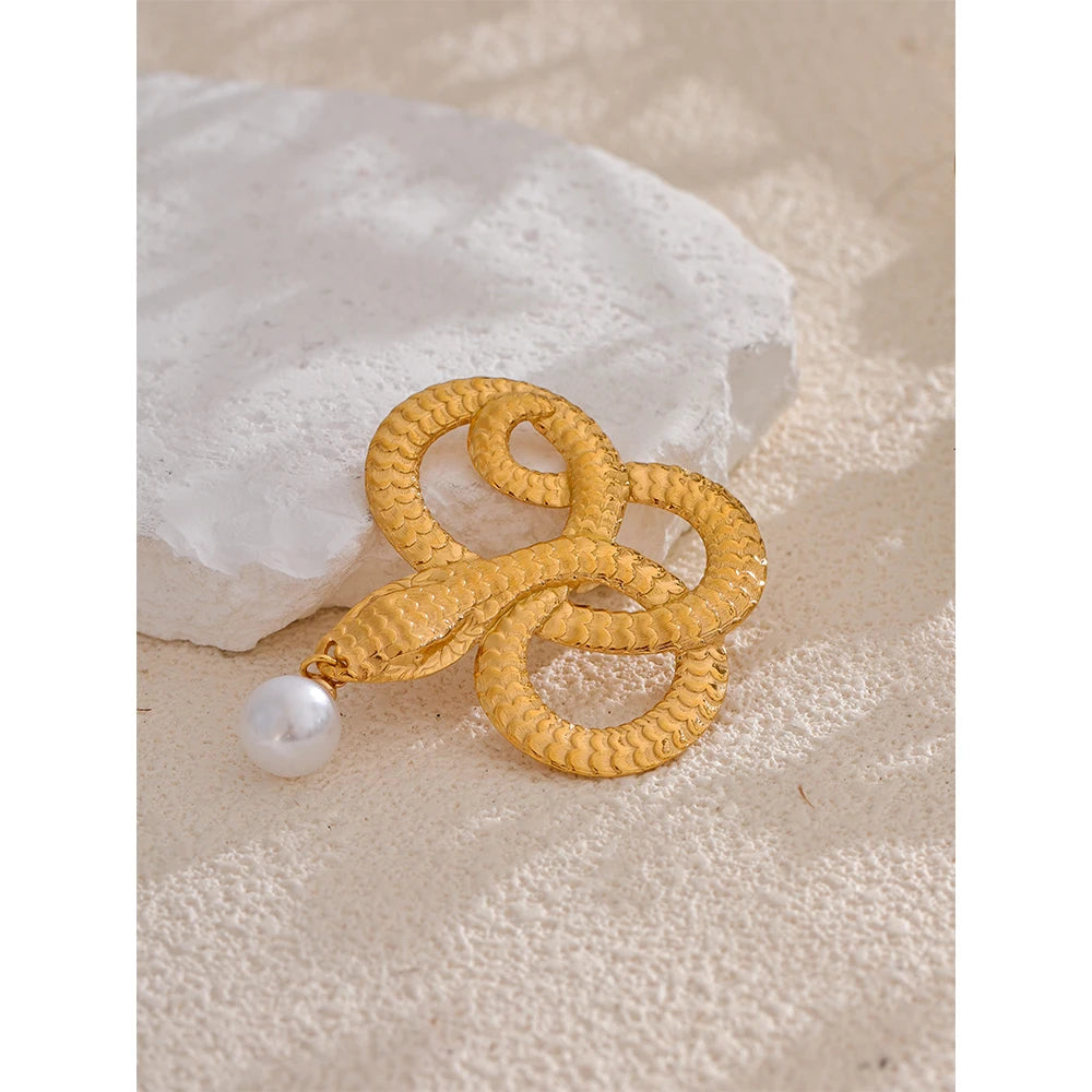 Broches aço inoxidável 316l Detalhes em Cobra Gota Pérola