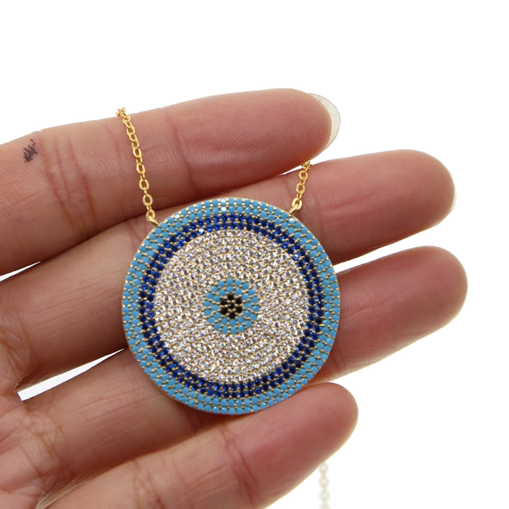 Colar com Micro Zircônias Olho Grego