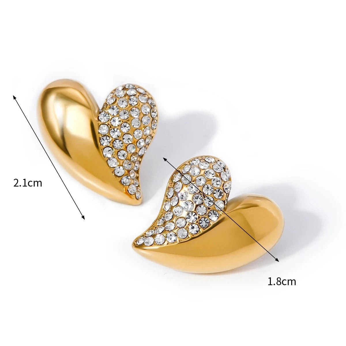 Brincos Zircônia Diamantes Detalhes em Coração 