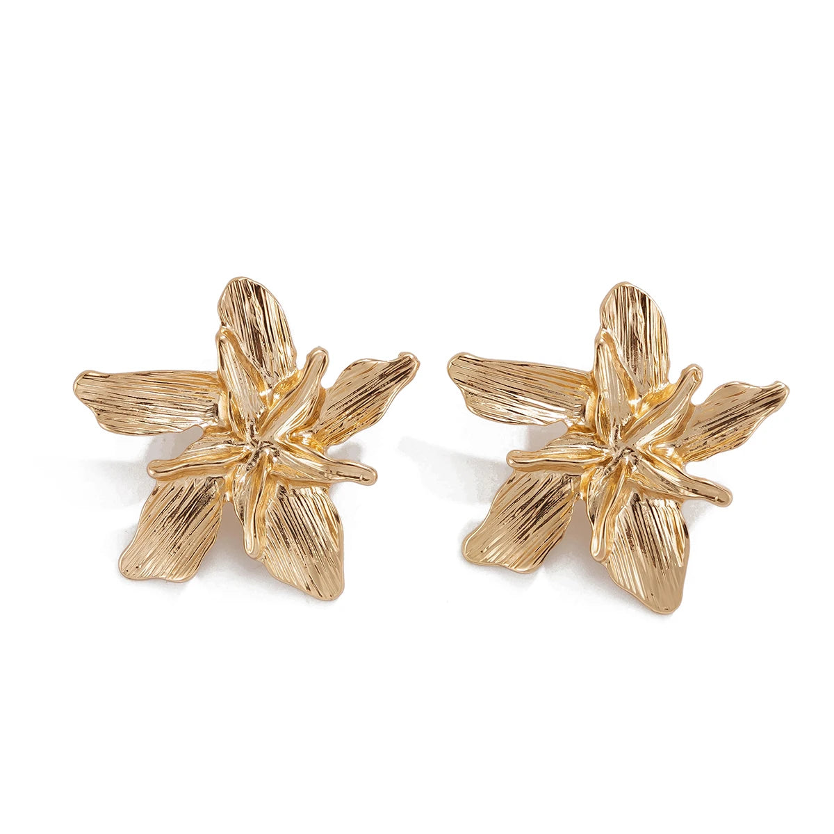 Brinco de Ouro y2k com Detalhes Pétala de Flor