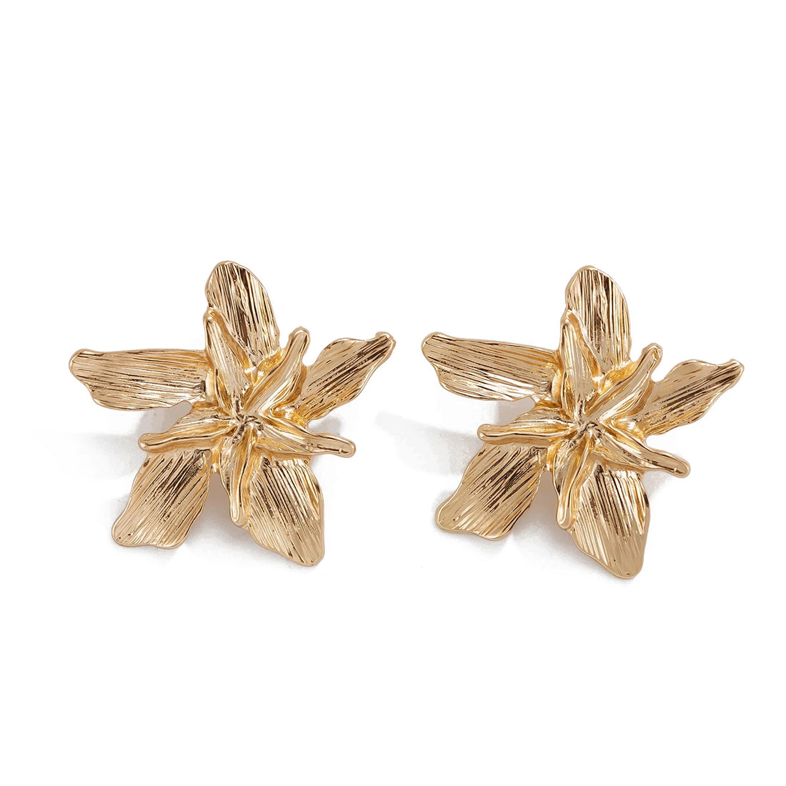 Brinco de Ouro y2k com Detalhes Pétala de Flor