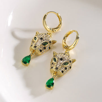 Brinco Leopardo com Cristal Verde