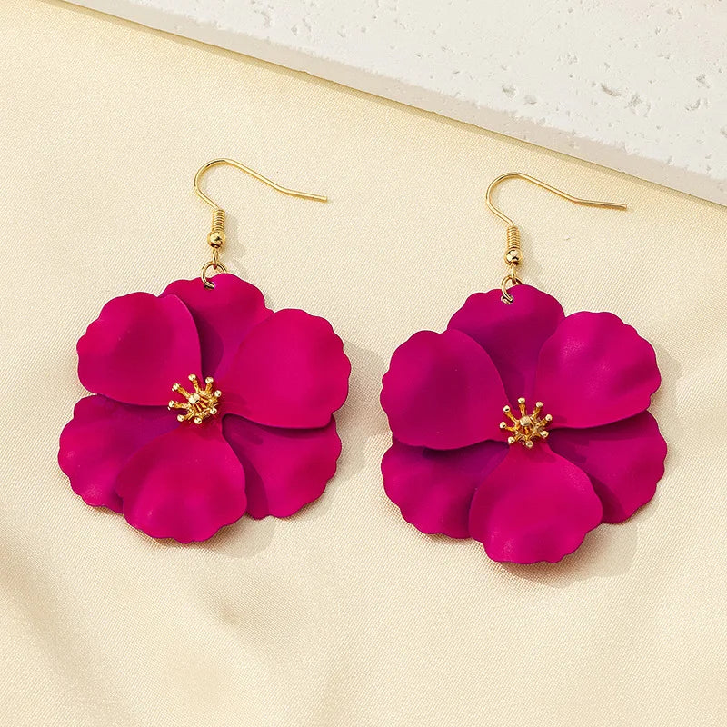 Brinco Longo Flor Pink