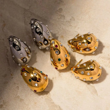 Brinco Gota com Cristais de Zircônia