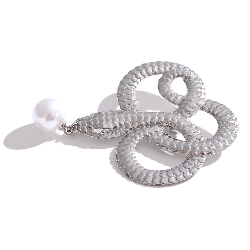Broches aço inoxidável 316l Detalhes em Cobra Gota Pérola