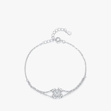 Pulseira Prata 925 Detalhes em Flores Corações