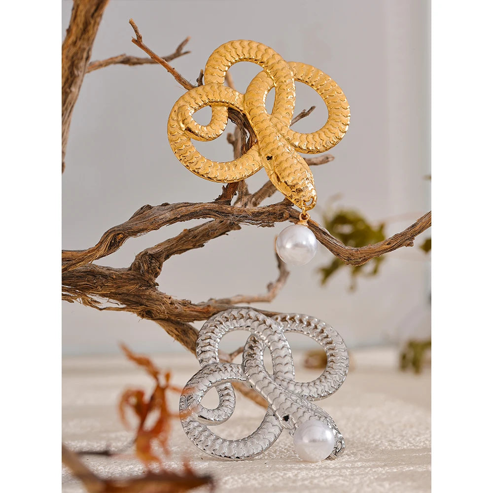 Broches aço inoxidável 316l Detalhes em Cobra Gota Pérola