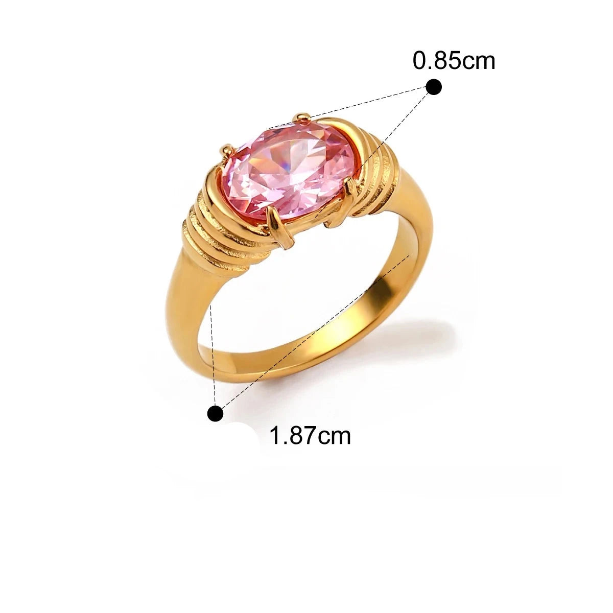 Anel Zircônia Cúbica Metal Aço Inoxidável Detalhes Elegantes