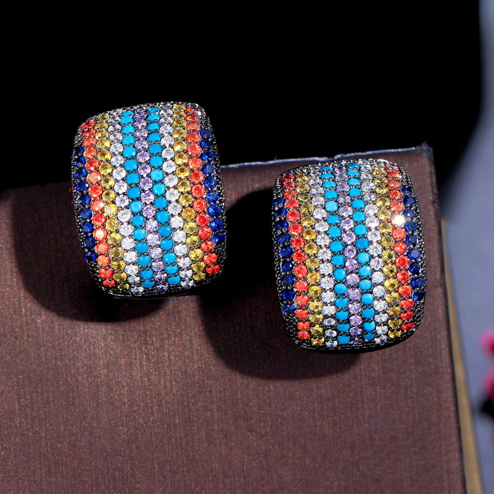 Brinco Colorido com Cristais de Zircônia