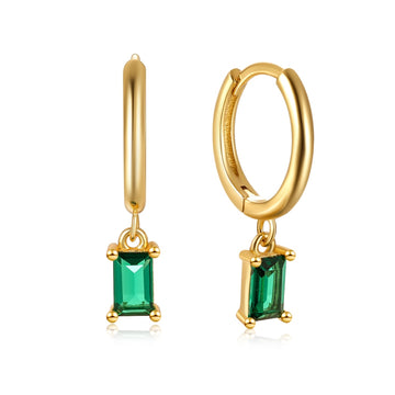 Brinco Argola Dourada Pingente Cristal de Zircônia
