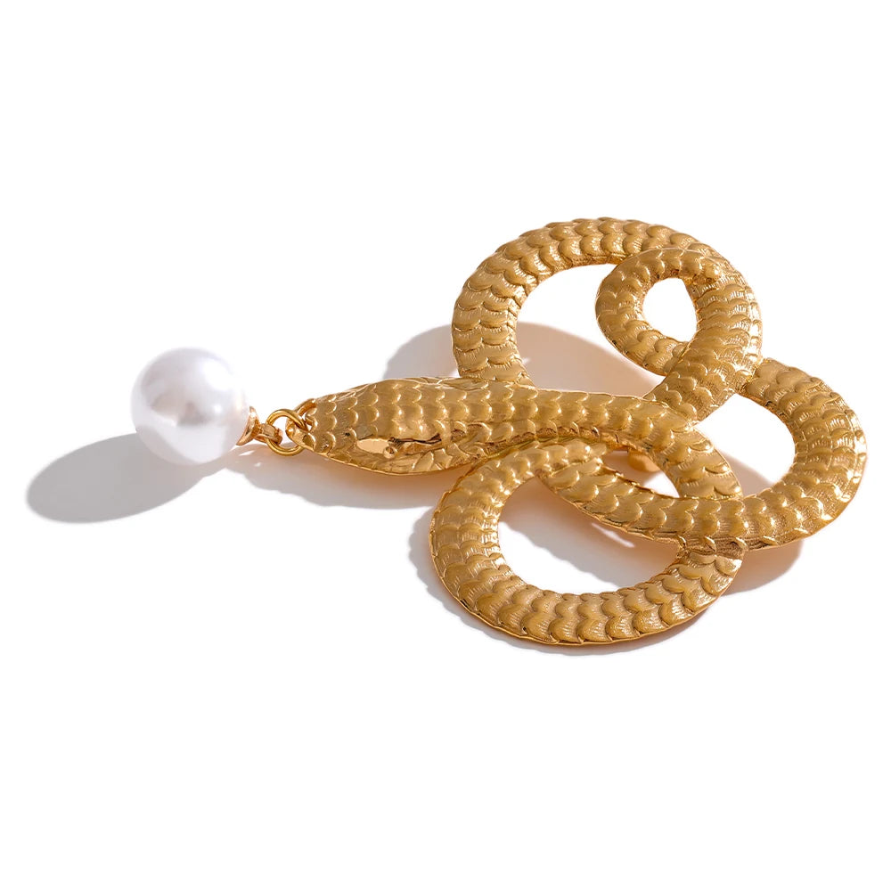 Broches aço inoxidável 316l Detalhes em Cobra Gota Pérola