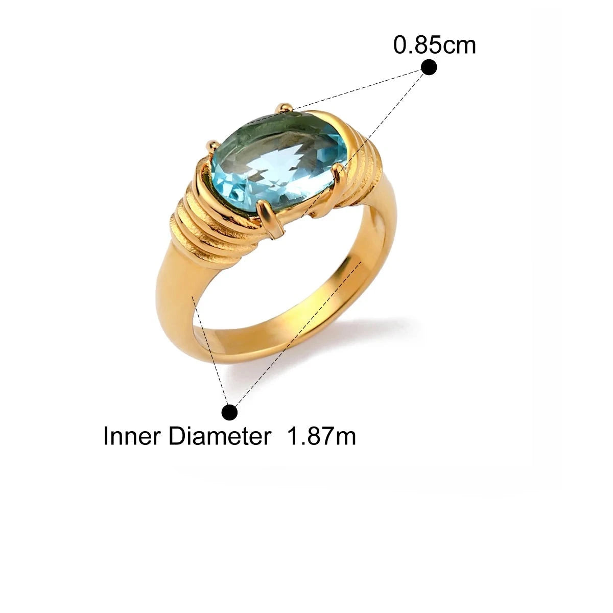 Anel Zircônia Cúbica Metal Aço Inoxidável Detalhes Elegantes
