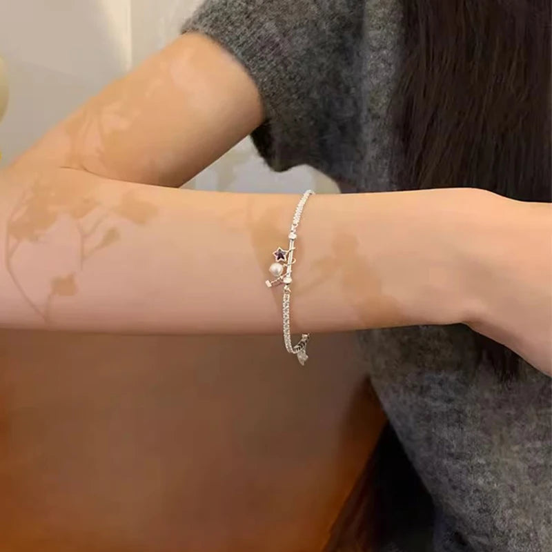 Pulseria Zircônia cúbica Detalhada em Estrela roxa