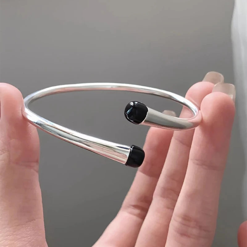 Pulseira Zircônia Preta Cúbica Detalhes Minimalista