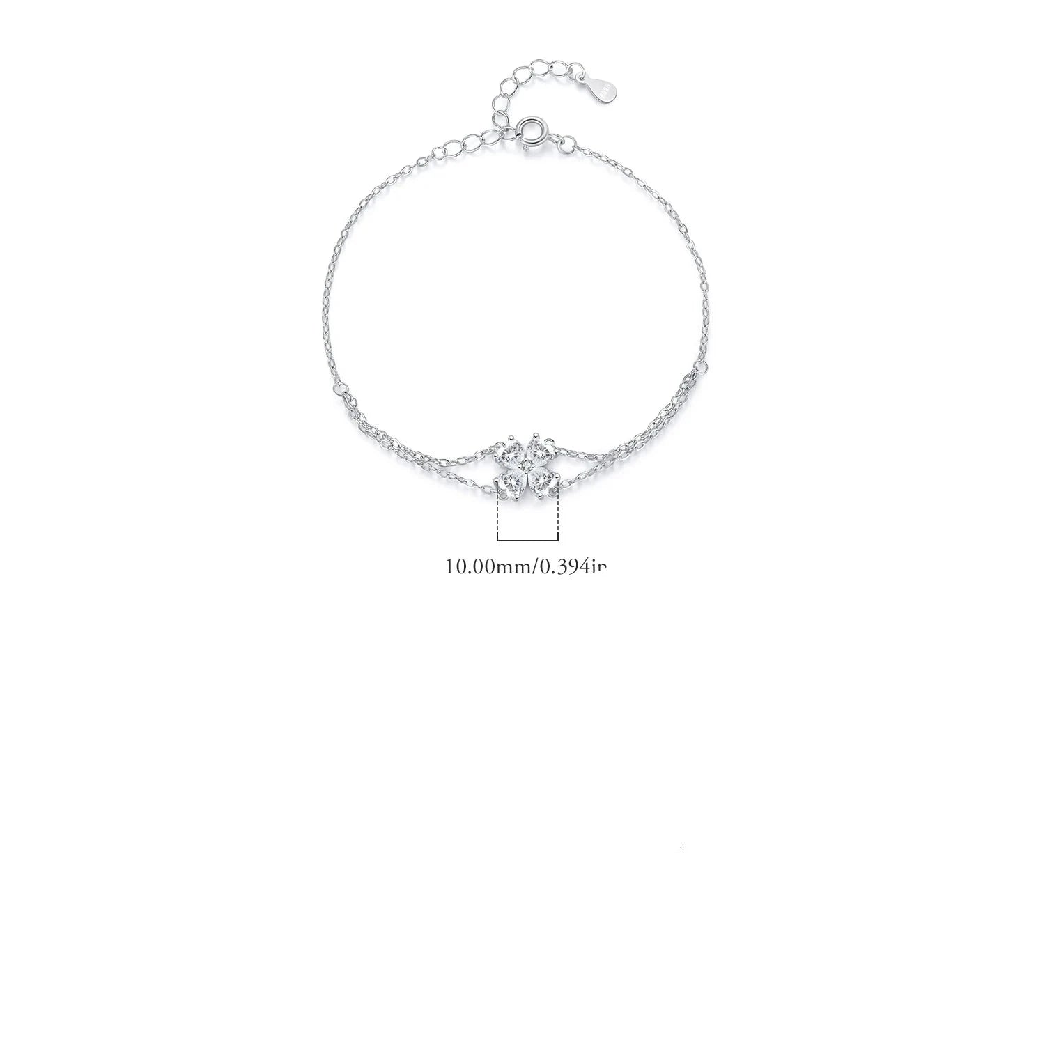 Pulseira Prata 925 Detalhes em Flores Corações