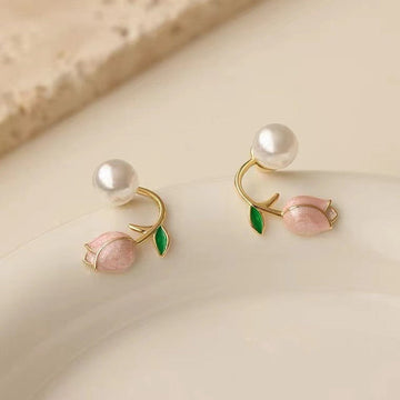 Brinco Pérola com Rosa