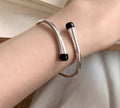 Pulseira Zircônia Preta Cúbica Detalhes Minimalista
