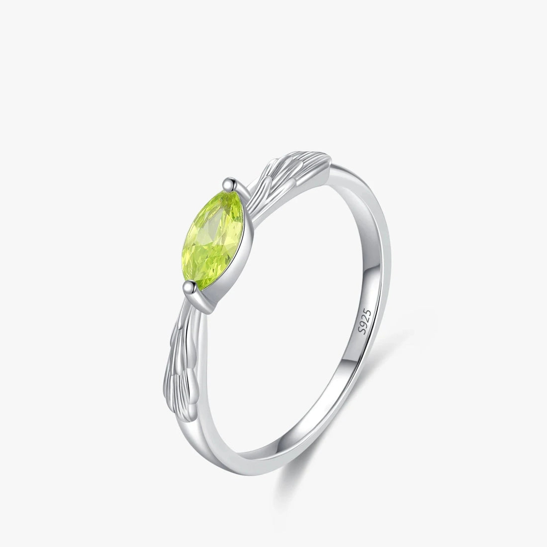 Anel Prata 925 Detalhada em Folhas Verdes Claras