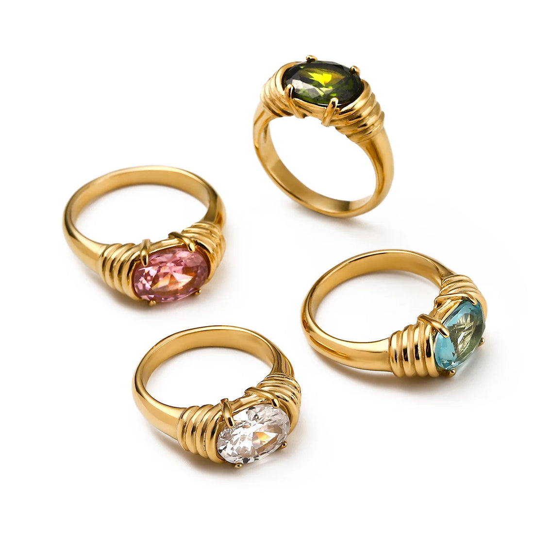 Anel Zircônia Cúbica Metal Aço Inoxidável Detalhes Elegantes