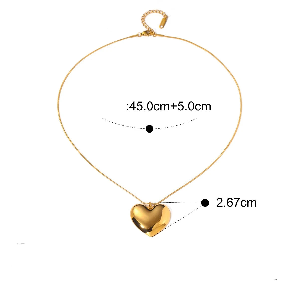 Colar Aço Inoxidável Detalhes em Pingente de Coração Dourado