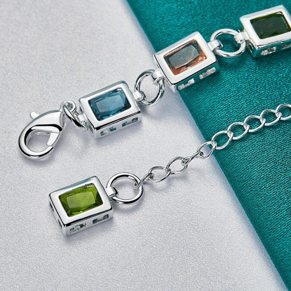 Pulseira de Cristais Colors de Prata