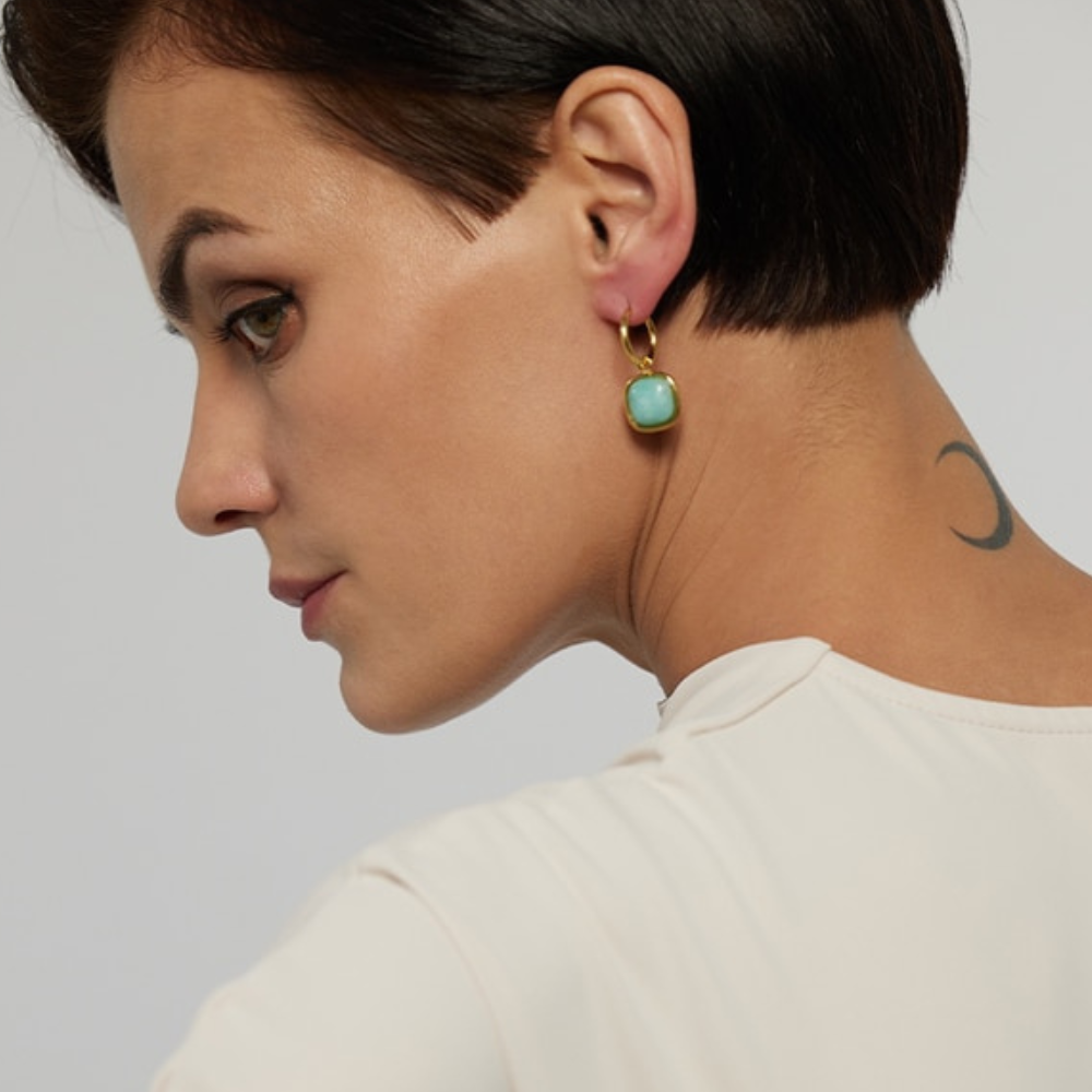 Brinco Banhado a Ouro 18K com Pedra Natural